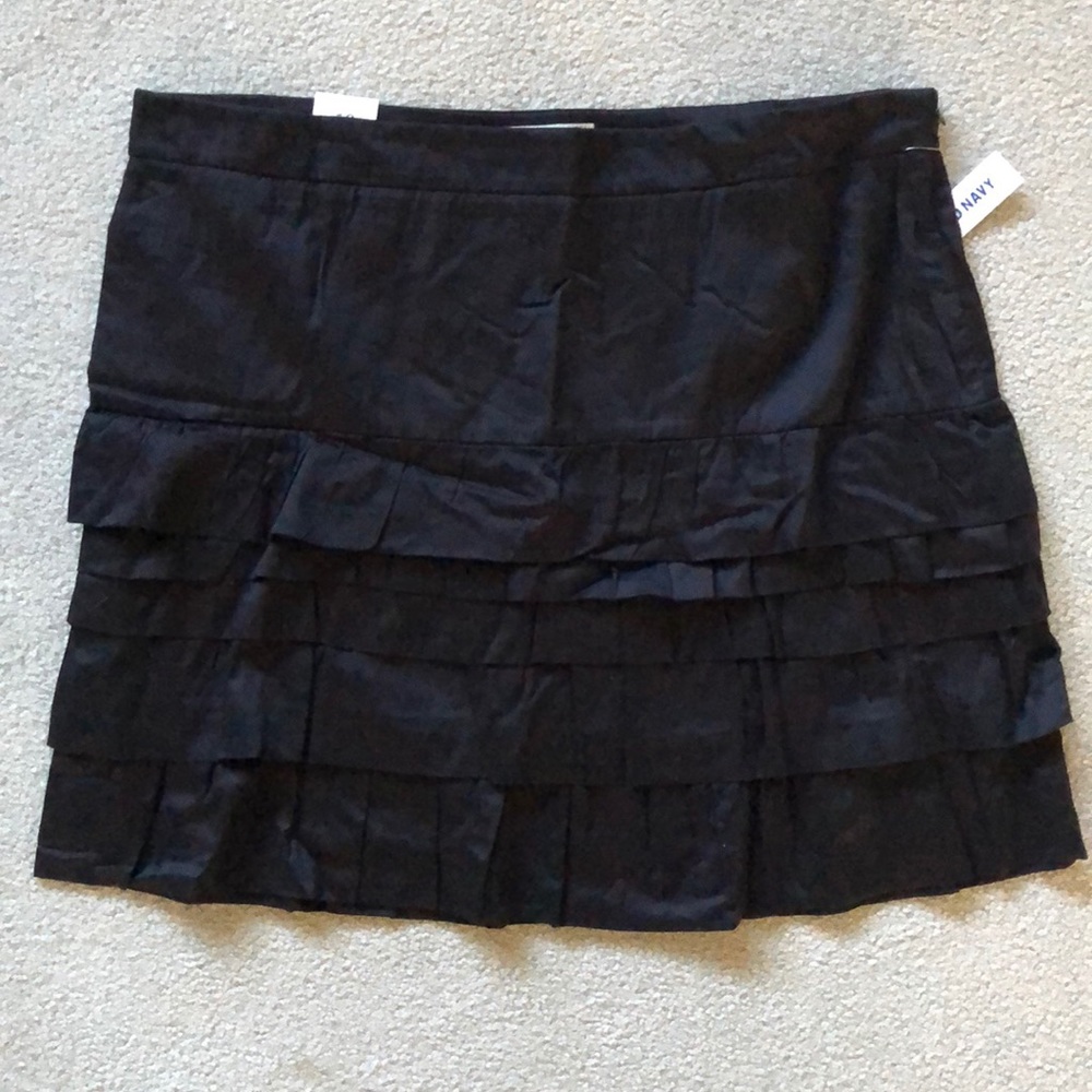 Black Cotton Layered Design Skirt Size 16